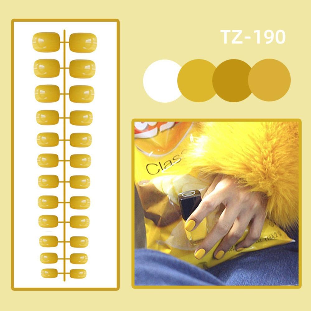 24Pcs Full Cover Cor Sólida Unhas Postiças Mini Press-on Unhas Curtas Cabeça Quadrada Unhas Postiças Mulheres