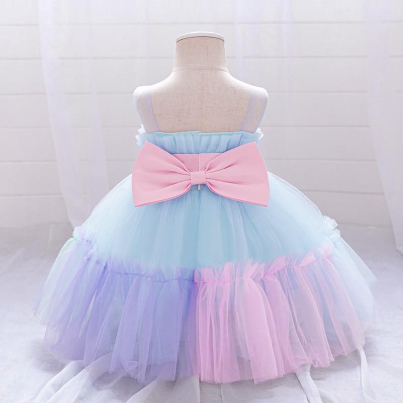 Baby Girls Princess Dress Bowknot Patchwork Tulle Party Gown Toddler Kids