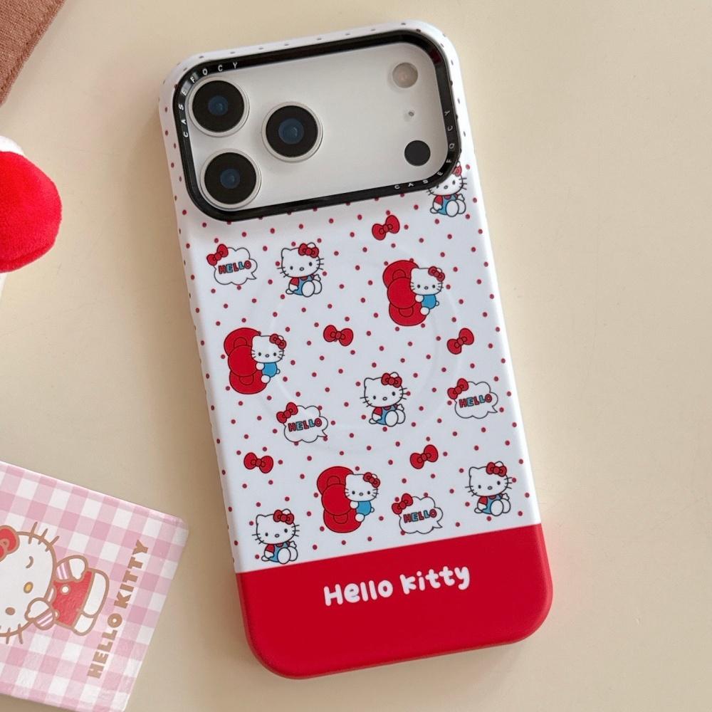 Fashion Cute KT Holding Bow Tie Phone Case For iPhone 17 16 Pro 15 14 Pro Max Cover with Stand Shockproof Protective Cases