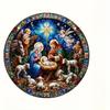 2D Flat Wooden Birth Scene Decoration, Suitable for Home Use, Fun To Hang, No Need for Batteries/electricity, Durable Outdoor
