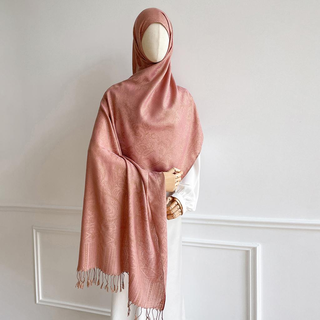 11Color 70*190cm Women Hijab Gold Thread Jacquard Scarf Muslim Wrap Ramadan Islam Headscarf Hijabs Turban Neckerchief Shawls