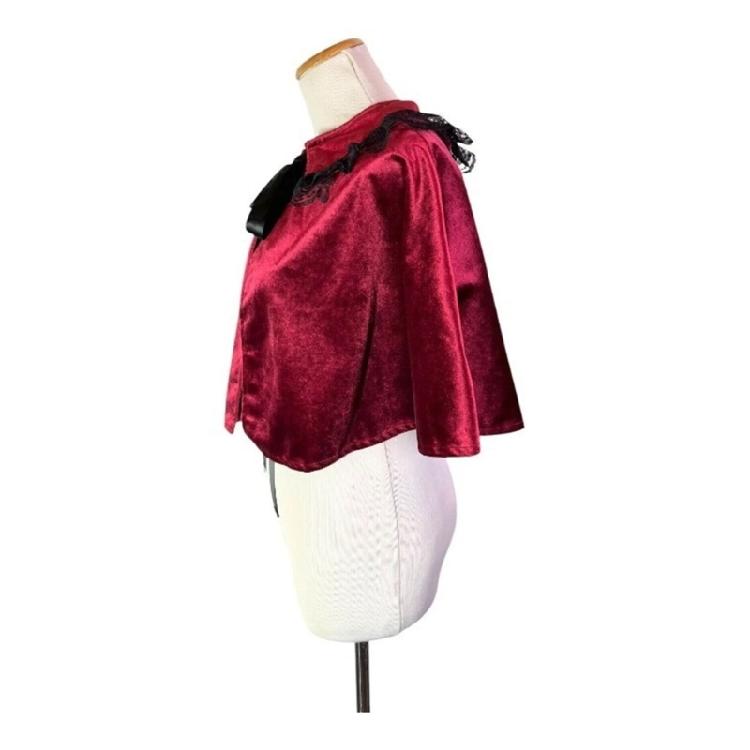 Renaissances Cloak Halloween Medieval Costume Cosplay Short Cape Velvets Laces Cape for Kids Adult Thin Cape Cloak Gifts