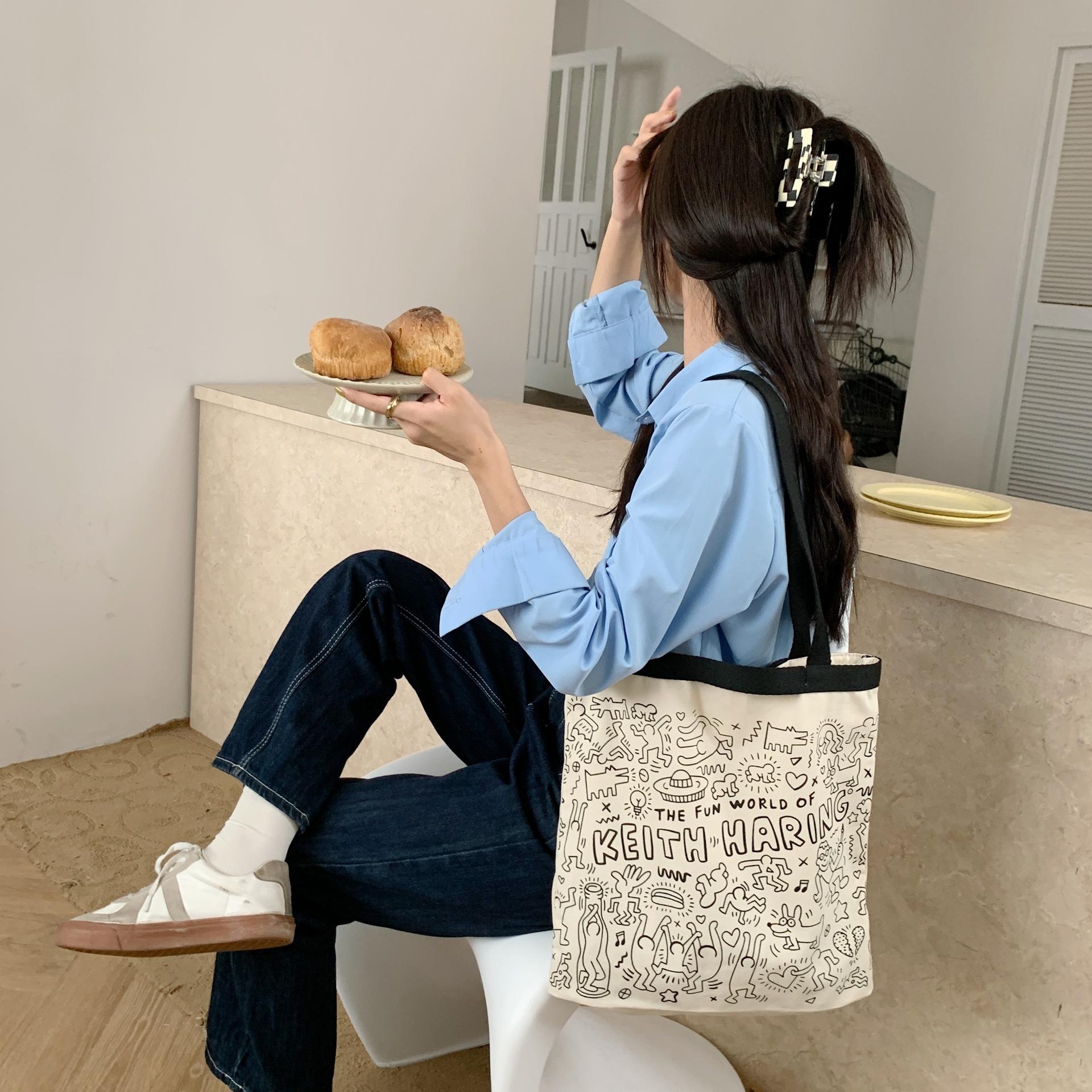 Женская сумка на одно плечо с персонализированной печатью для хранения холста OneSize — фото 4