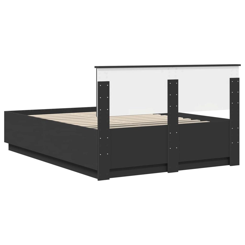 Bed Frame with Headboard Black 150 x 200 cm Engineered Wood