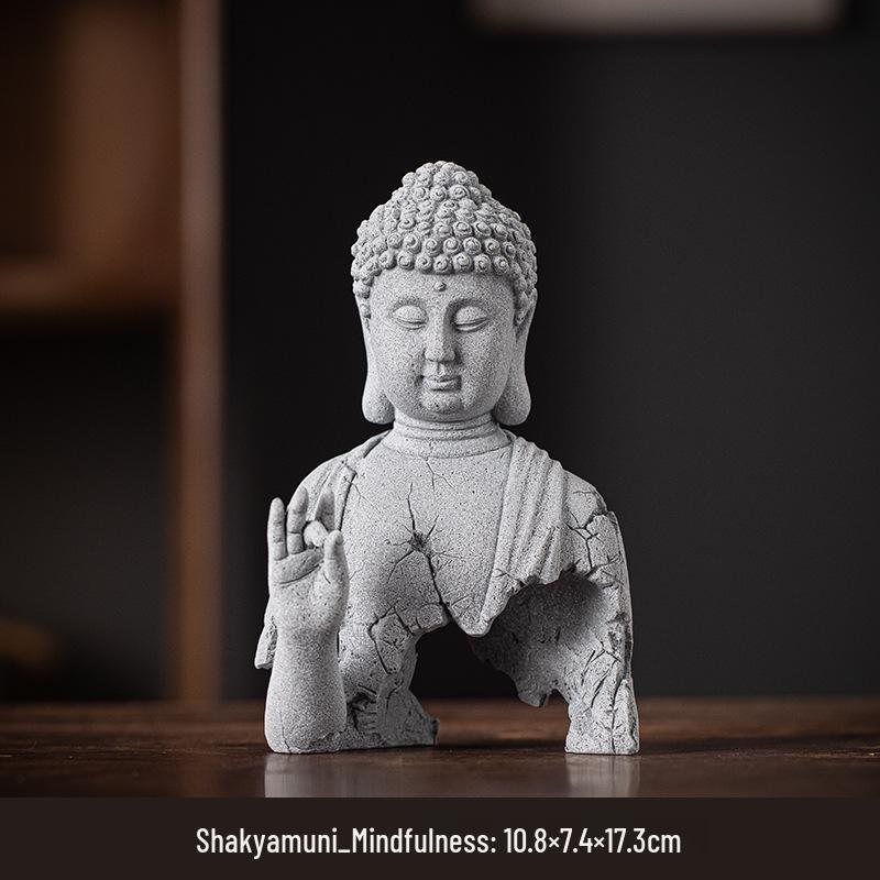 Zen-Style Xian Porcelain Buddha Ornament: Creative Desktop and Tea Room Bonsai Decoration.