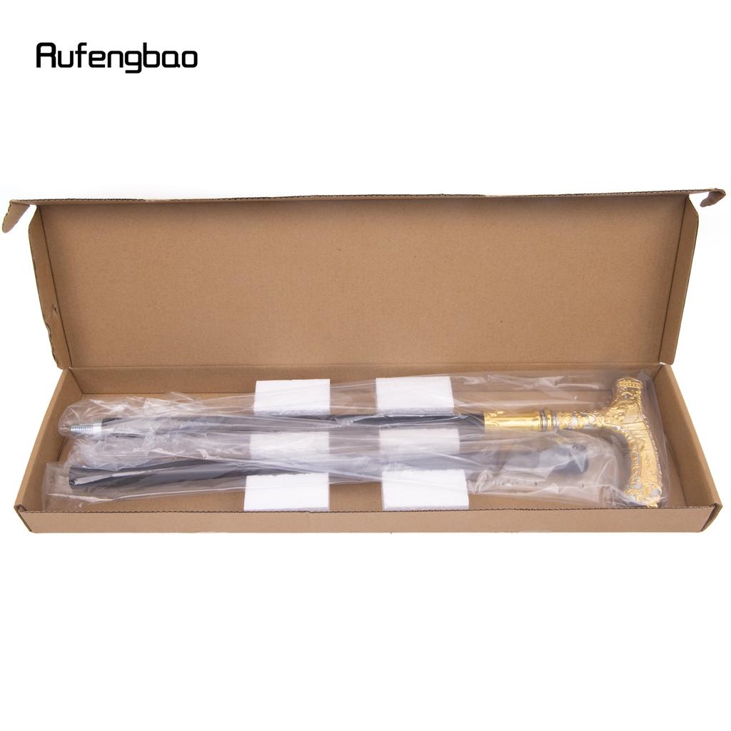 Golden White Wolf Luxury Pattern Walking Stick Party Fashion Elegant Walking Stick Decorative Cospaly Cane Knob Crosier 89cm