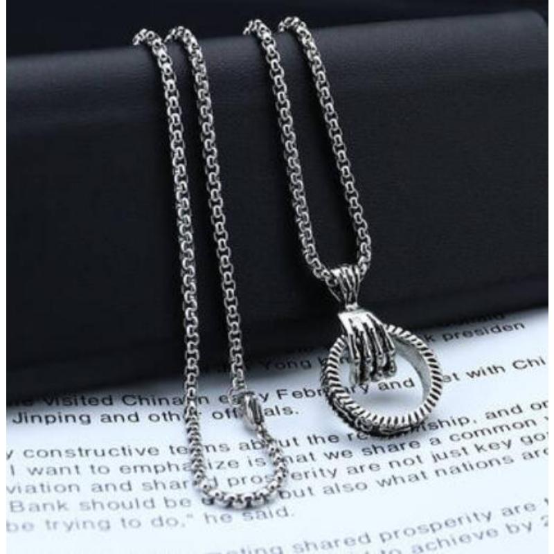 European and American Men's and Women's Trendy Pendant Jumping Di Long Titanium Steel Chain Hip Hop Necklace