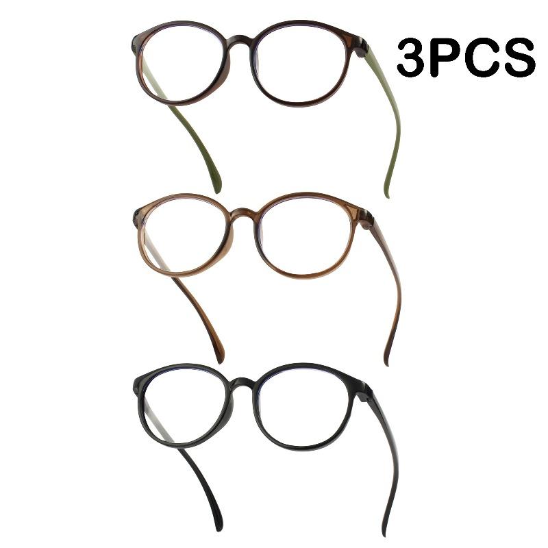 3 PCS Classic Round Reading Glasses Suitable for Elderly Men and Women Suitable for Reading and Watching TV
