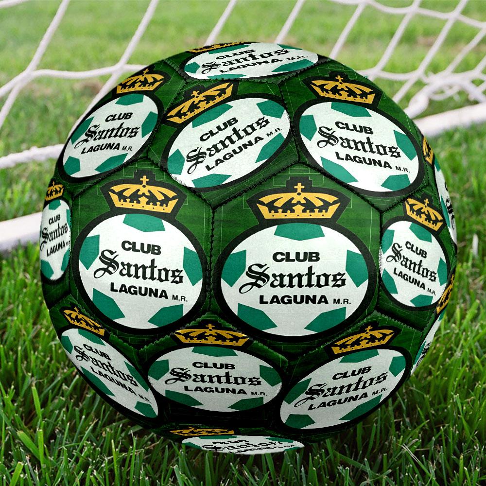 Club Santos Laguna Print Size 5 Soccer Ball, Standard Match Football for Sports Game and Team Practice, Ideal Gift for Soccer Fans