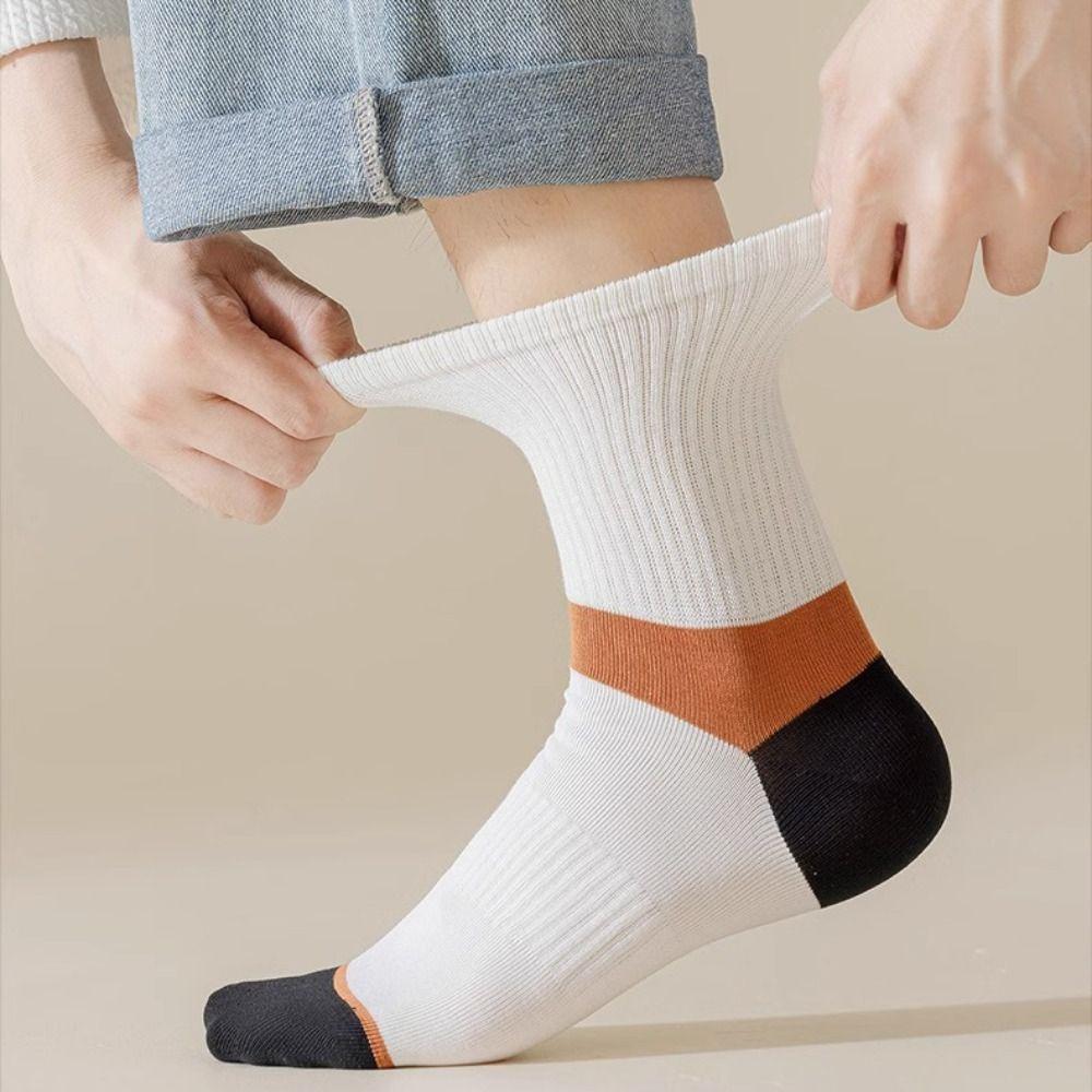 

5 пар спортивных коротких носков с буквенным принтом, деловые носки средней длины для мужчин, эластичные мужские носки до щиколотки для йоги Style 7