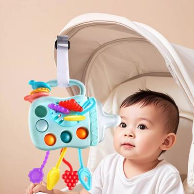 Giocattolo Sensoriale con Cordicella Montessori per Neonati 6-12 Mesi Giocattolo per la Motricità Fine con Pulsanti Scorrevoli e Corda Testurizzata Senza BPA Educativo per Neonati
