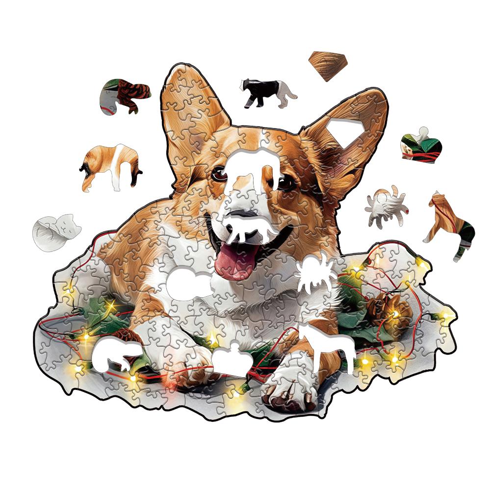 Irregular Puppy Animal Wooden Puzzle for Adult Children Gift Brain Teaser Game Fantasy Dog Christmas Present Box Puzzles Toys
