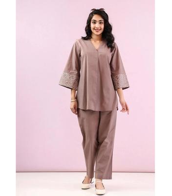 Set de Purtare la Petrecere Bollywood din Bumbac Pur Kurta Pantalon Set cu Șnur Top Tunica Kurti Designer pentru Femei Indiene