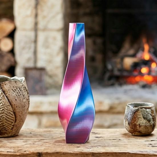 3D Printed Twisted Vase Silk-Like Minimalist Flower Arrangement Holder Nordic Style Decorative Flower Vase for Coffee Table Shelf Office Decor