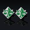New Exquisite Round Green Oil-drip Balance Scale Cufflinks for Men's French Shirts and Business Attire, Available In Stock. Alloy.