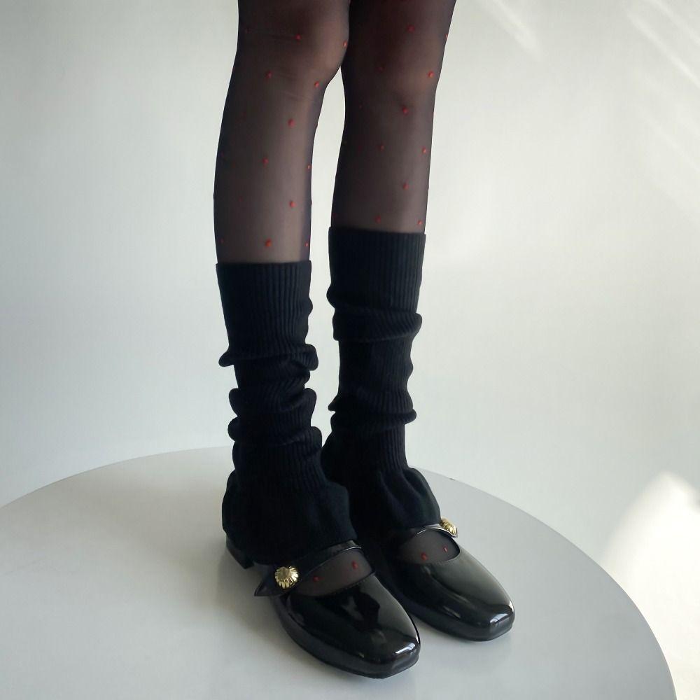 

Y2K Knitted Foot Cover Sweet Mid-tube Socks Pile Socks Women Leg Warmers Streetwear