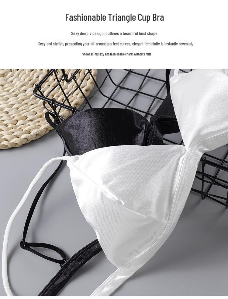French Triangle Cup Wireless Bra with Adjustable Straps and Beautiful Back Design