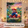 Custom Personalized Tapestry,Super Mario Print Custom Name Text Wall Art Hanging for Bedroom