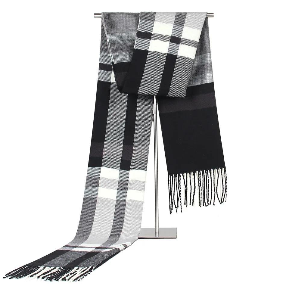 Fashion Design Plaid Men's Scarf Autumn Winter Korean Version Imitation Cashmere Muffler Male Soft Light Tassel Thick Warm Shawl