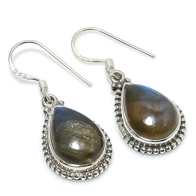Natürlicher Labradorit-Edelstein, 925er Sterlingsilber, Geschenk-Ohrring, 3,2 cm, q2c06