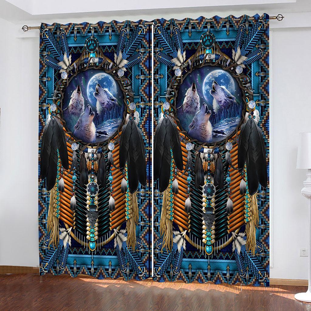 Blackout Curtains 3D Indian Pattern Prints Home Decoration Sun Shade Curtains 2 Panel Living Room Bedroom Window Decoration