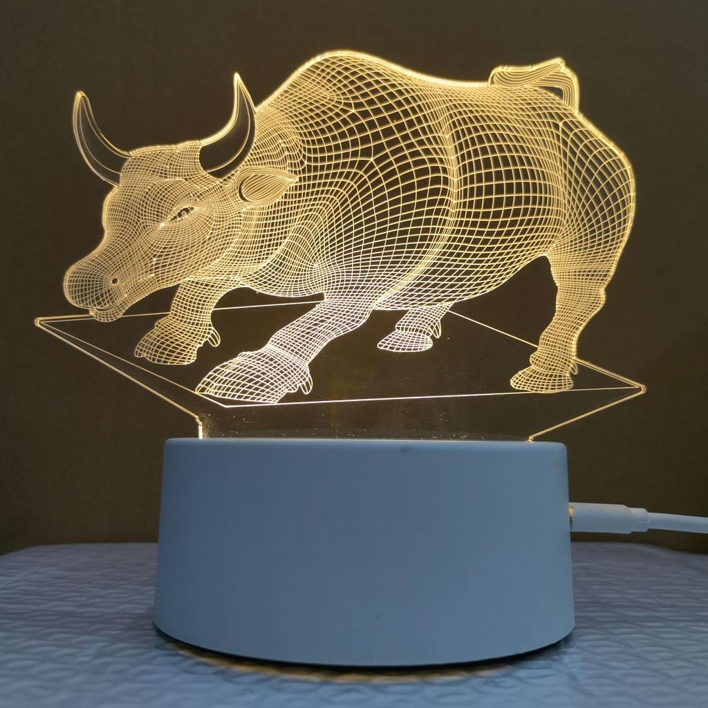 Creative 3D LED Night Light 7 Color Acrylic Veilleuse ABS Plastic Base LED Night Lamp for Children's Room Table Desk Use
