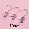 10pcs Premium Stainless Steel Clothes Clips, Adjustable Metal Pants Skirt Hanger with Grip Clips Hook Laundry Home Organizer