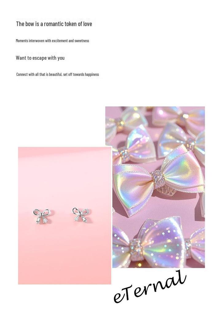 S925 Sterling Silver Bow & Star Stud Earrings - Simple, Versatile, Sweet, High-End Style for Women