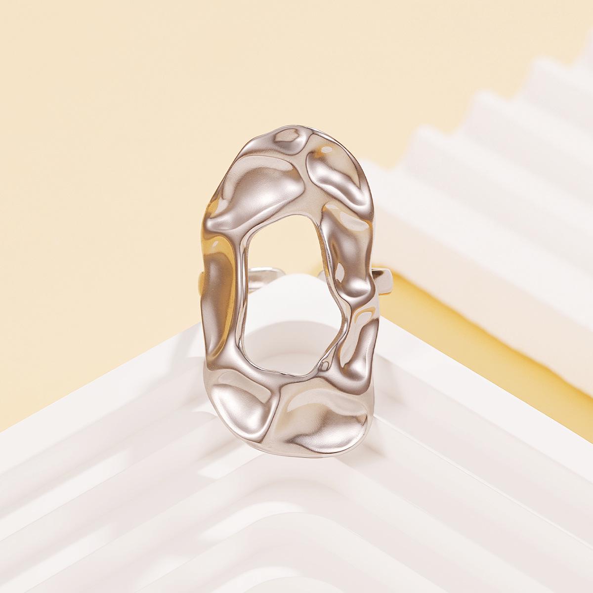 Women s Baroque Style Stainless Steel Geometric Oval Ring