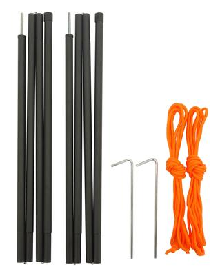 CAPTAIN STAG TentTarp Parts Stahlstange Außendurchmesser 16mm x Länge 1800mm, 2er Set inkl. 2 Führungsseilen 350cm und 2 Stahlheringen 20cm, Schwarz, UA-4514