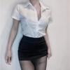 Sexy Cosplay Secretary Uniform Shirt and Short Skirt Set Two Piece Cosplay Costume