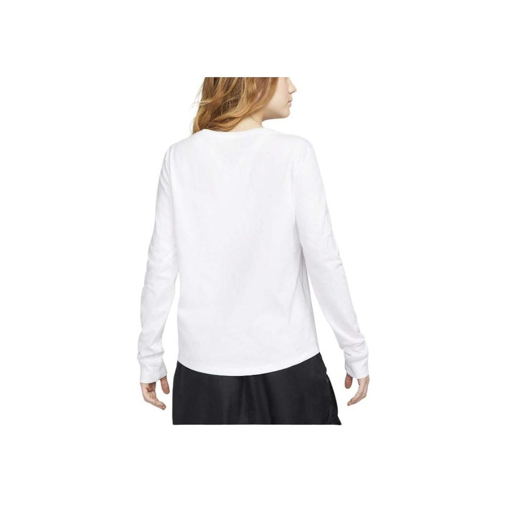 Nike Logo Print Pullover Crew Neck Long Sleeve T-Shirt Women Tops White FJ0442-100