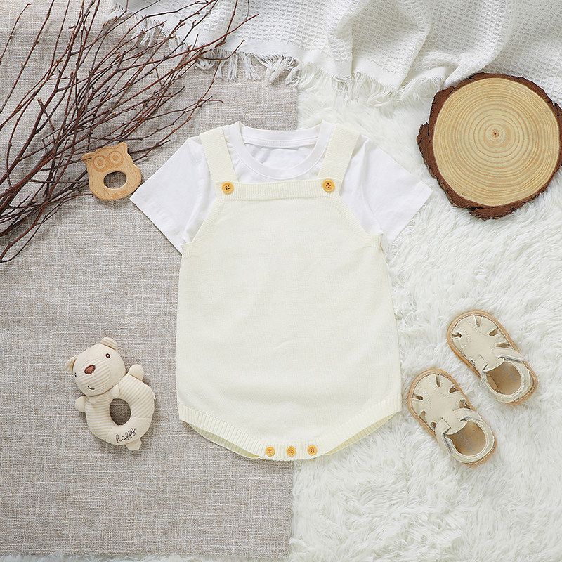 

Mimi Bear Clothing Hot-Selling Summer Trendy Baby Knitwear Cute Knitted Romper Jumpsuit White 74