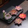 Zhaocai-Farbwechselnder Lotus-Teetier, Kleines Harzornament, Kreatives Kung Fu Tee-Set Zubehör, Boutique-Dekoration, 1 Stück