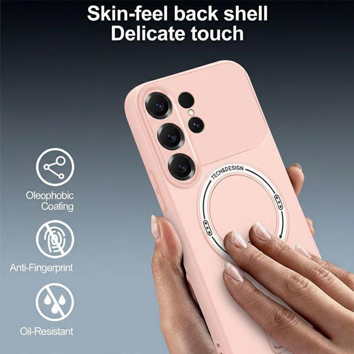 Coque pour Samsung Galaxy S26 Ultra, avec Support et Cercle Magnétique - Rose - 2 Verres Trempés