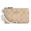 Corner Zip 16 Double Layer Monogram Print Double Zipper Clutch Women Clutch Light-Khaki White 87591-IMDQC