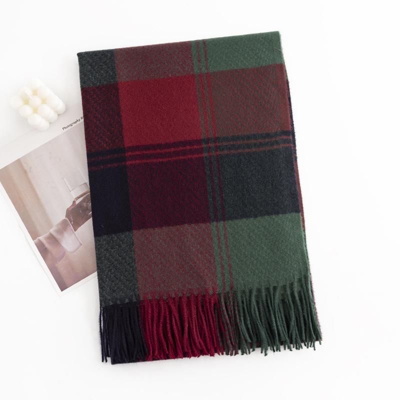 New sweet warm imitation cashmere scarf plaid student couple winter thickened warm scarf