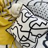 Nordic Velvet Line Print Cushion Cover Plaid Jacquard Throw Pillow Cover 45x45cm Living Room Bedroom Decorative Pillows for