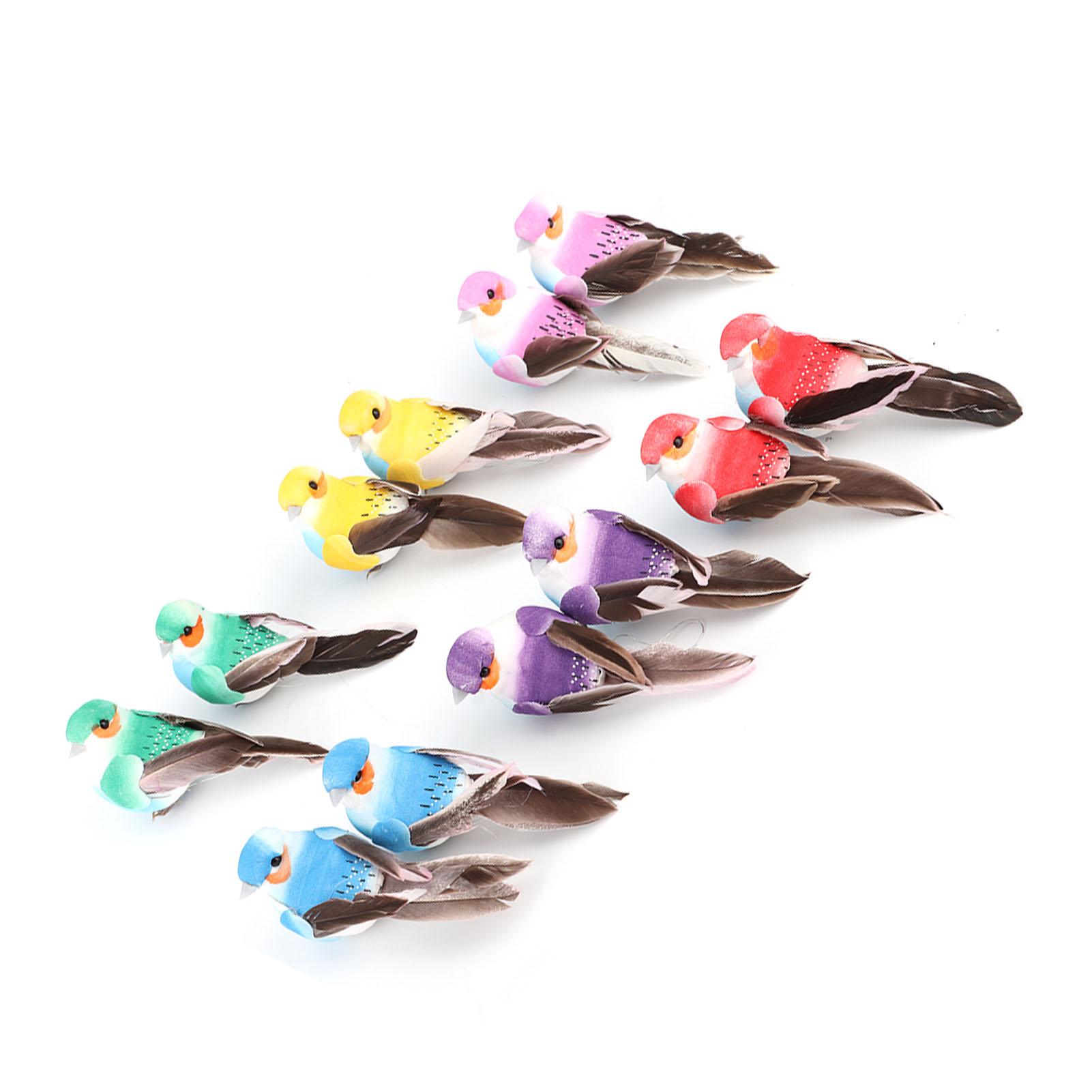 

12Pcs Cute Artificial Feather Bird Colorful Simulation Foam Bird Plant Garden Decoration Craft