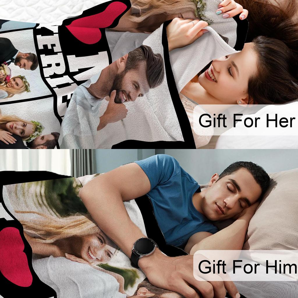 1pc Customized Blanket Your Design Logo Family Photo Print Warm Smooth Blanket Custom for Lover Dad Mom for Winter New Year Gift