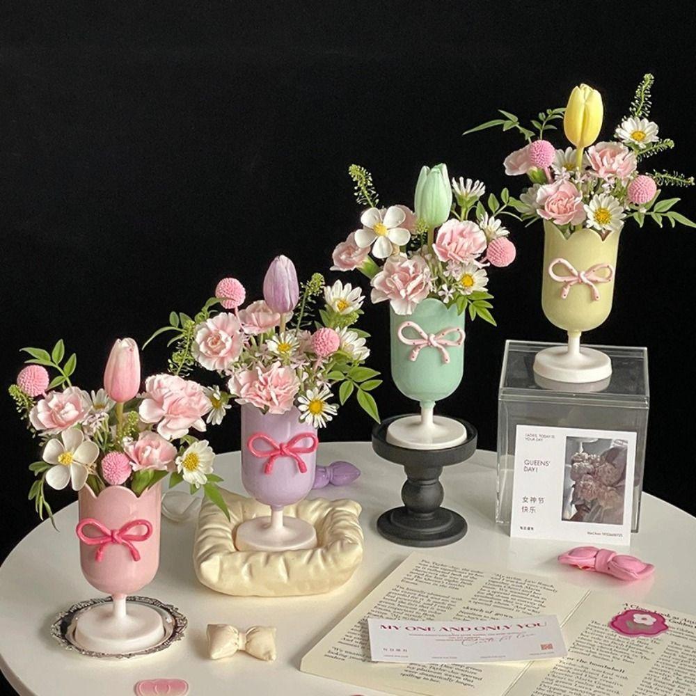 Multi-functional Plastic Pen Holder Tulips Shape Desktop Organizer Storage Bucket Makeup Brush Holder Gift