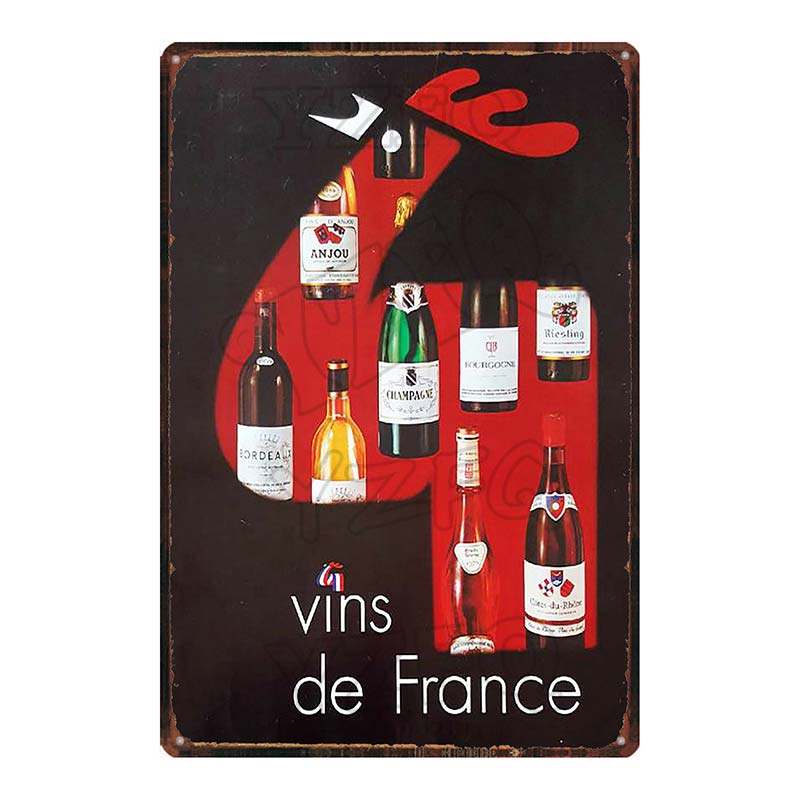 YZFQ Paris  Champagne Plaque Metal Vintage Wine Tin Sign  Travel Souvenir  Wall Bar Art Restaurant Home Decor 30X20CM DU-6307A