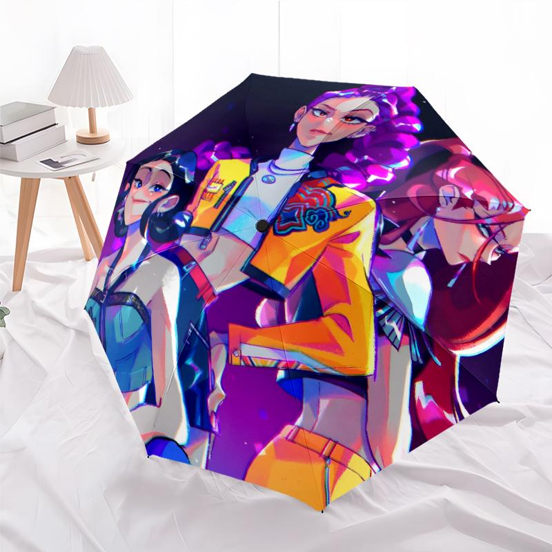 KPOP Hunter Fashionable Automatic Opening/Closing Folding Umbrella. Portable and Foldable, Ideal for Gift, Travel, and Daily Use.