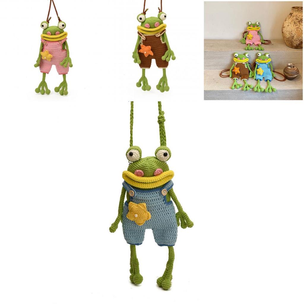 Childrens Cartoon Knit Crossbody Bag With Frog Exterior Design For Daily Use