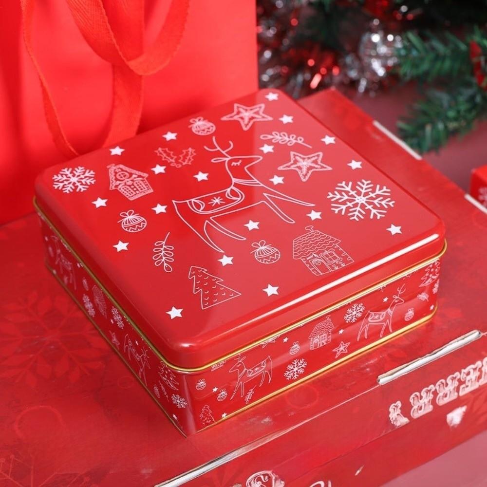 Cute Cartoon Christmas Gift Box Square Party Supplies Christmas Candy Box Christmas Decoration Tinplate Candy Storage Containers