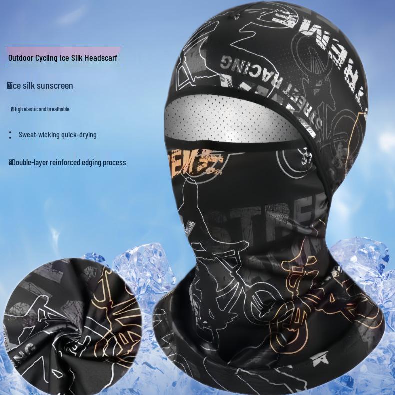 Men's Summer Ice Silk Headwear: Cycling, Fishing, Sun Protection Scarf, Welder Mask, Neck Protector, Helmet Liner