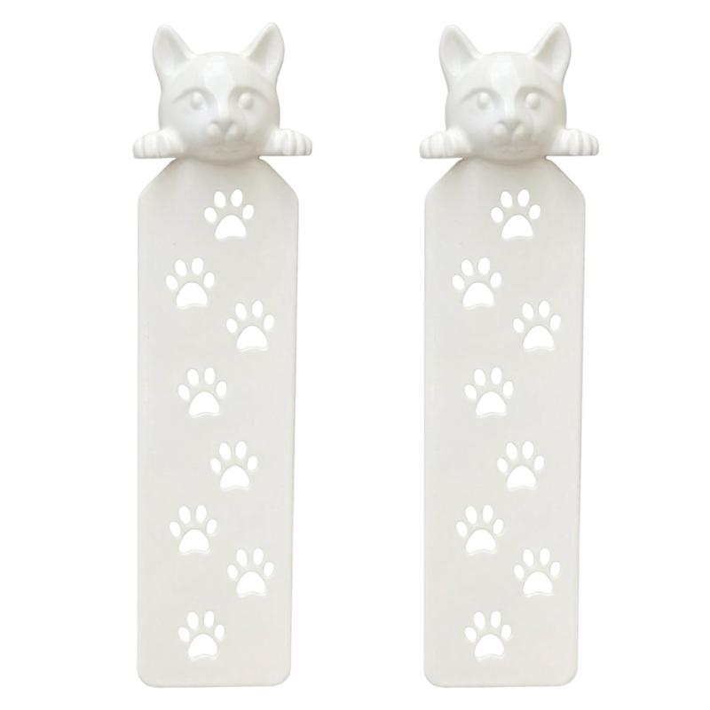 

2Pcs Adorable Kitten Shape Plastic Bookmarks Textbook Page Holder For Readers Students Writer Book Lovers Birthday Gift белый