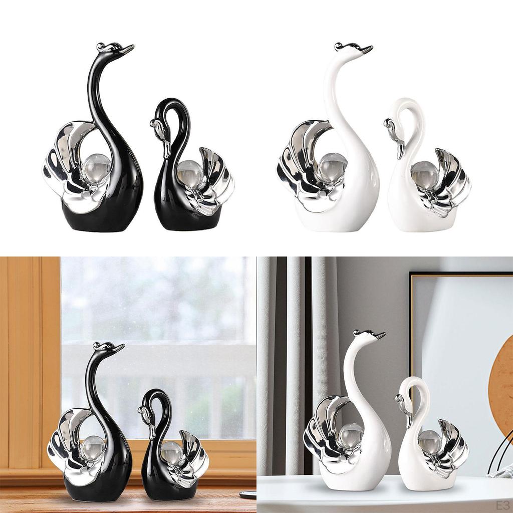 2 Stück Schwanenstatuen Tierstatue Dekoration Zubehör Skulptur Souvenir Geschenk für Tisch