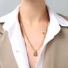Stainless Steel 18k Gold Pvd Plated Hip Hop Double Chain Splicing Love Square Brand Alphabet Necklace for Women Sweater Chain