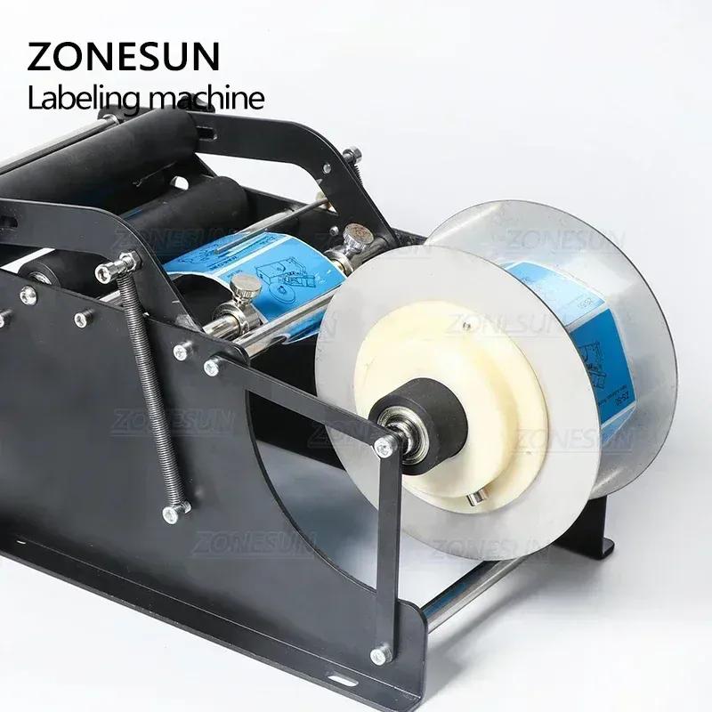 ZONESUN Manuelle Etikettiermaschine Mit Griff Etikettenapplikator Metall Runde Flaschenverpackungsmaschine Flaschenetikettierer ZS-50P